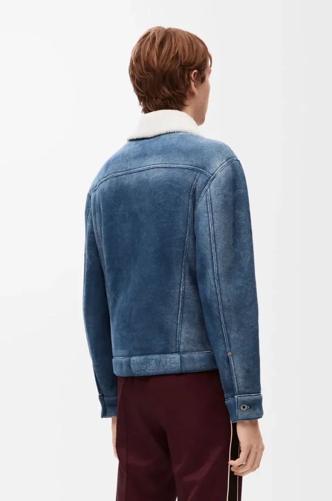 Giacca in shearling Bianco/Blu indaco Giacca in shearling Bianco/Blu indaco