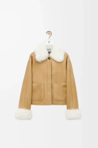 Giacca in shearling bianco/oro