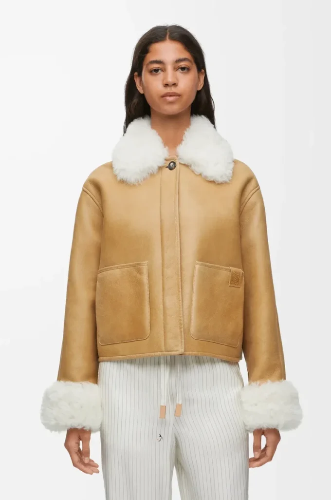 Giacca in shearling bianco/oro Giacca in shearling bianco/oro