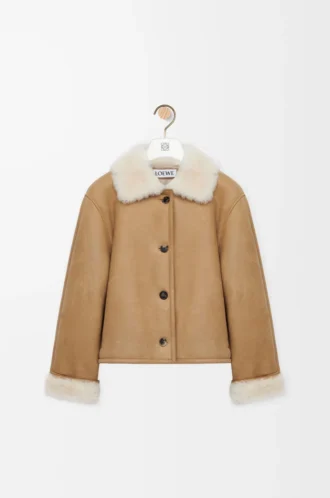 Giacca in shearling color cammello