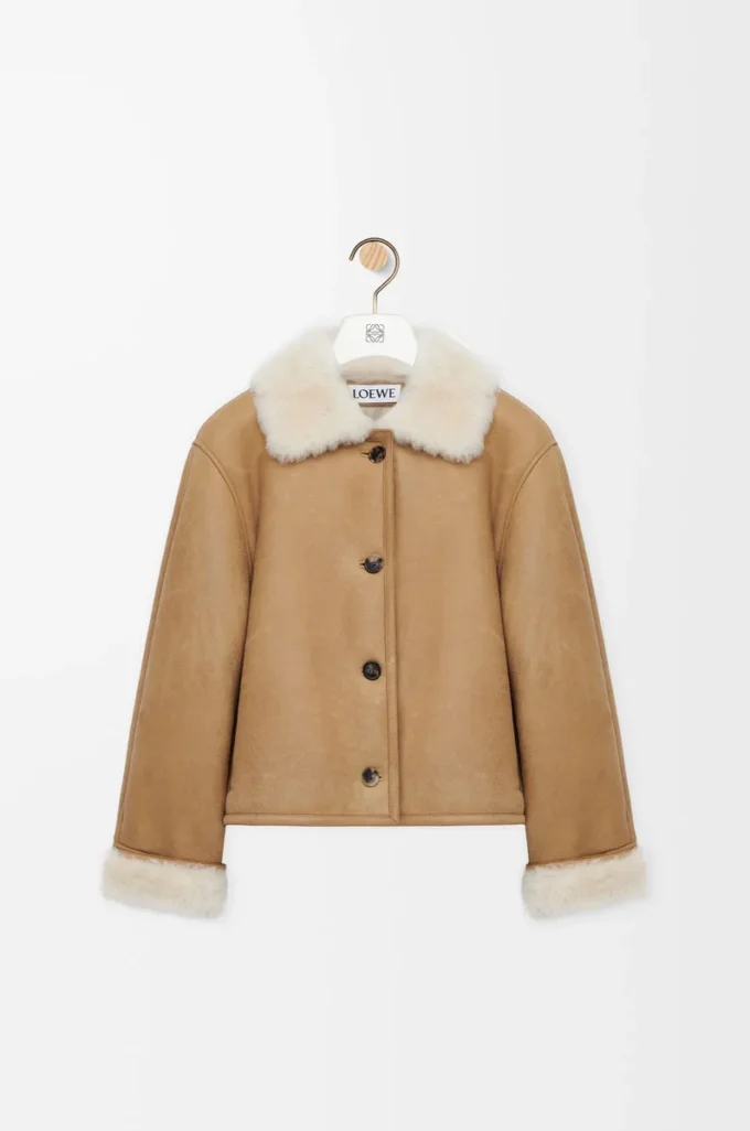 Giacca in shearling color cammello