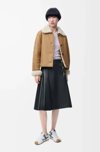 Giacca in shearling color cammello