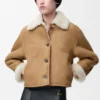 Giacca in shearling color cammello