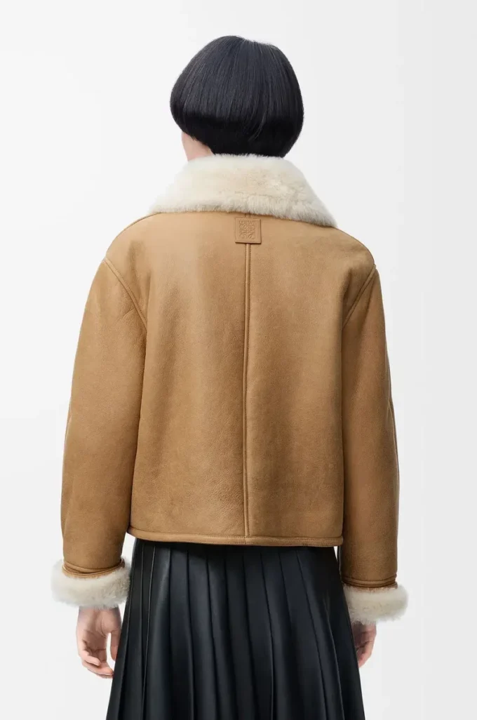Giacca in shearling color cammello