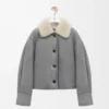 Giacca in shearling grigio Giacca in shearling grigio