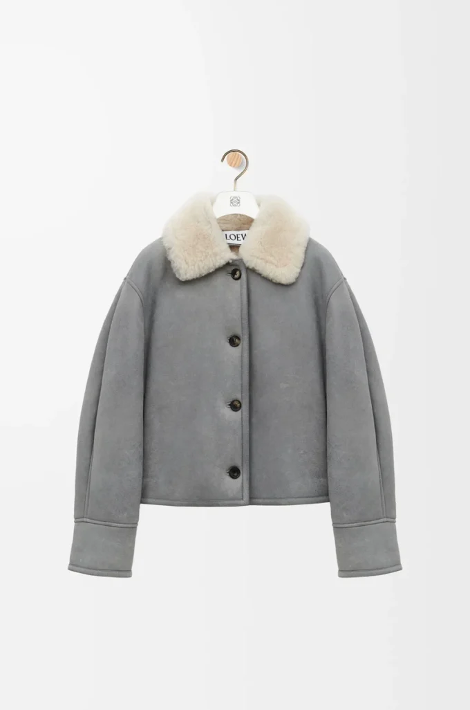 Giacca in shearling grigio Giacca in shearling grigio