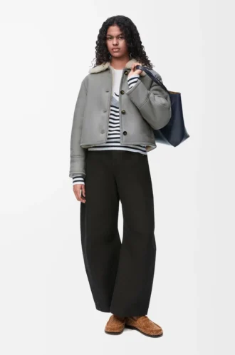 Giacca in shearling grigio