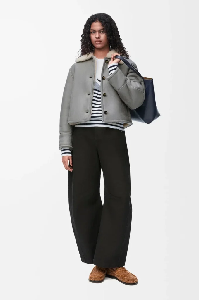 Giacca in shearling grigio Giacca in shearling grigio