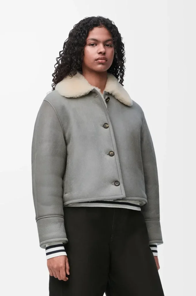 Giacca in shearling grigio Giacca in shearling grigio