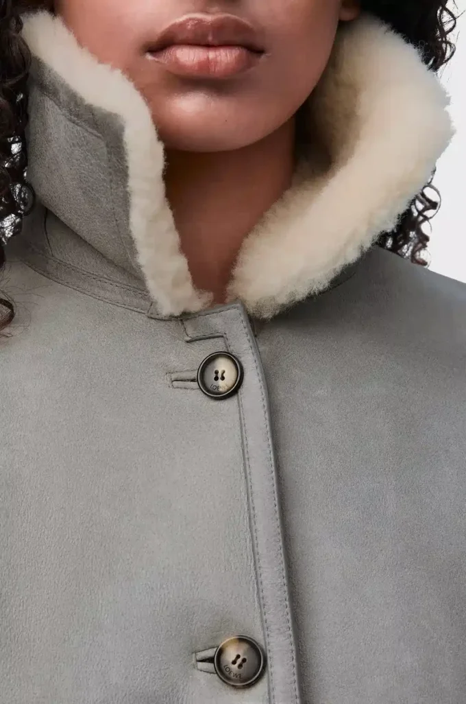 Giacca in shearling grigio Giacca in shearling grigio