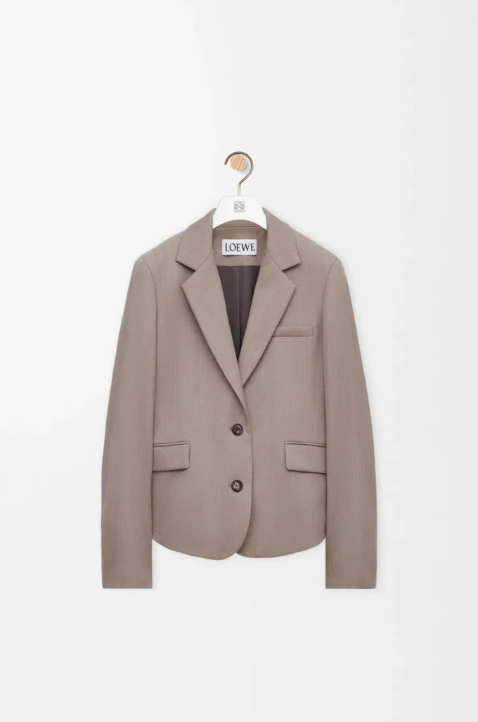 Giacca sartoriale in lana beige melange Giacca sartoriale in lana beige melange
