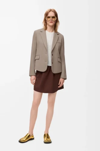 Giacca sartoriale in lana beige melange