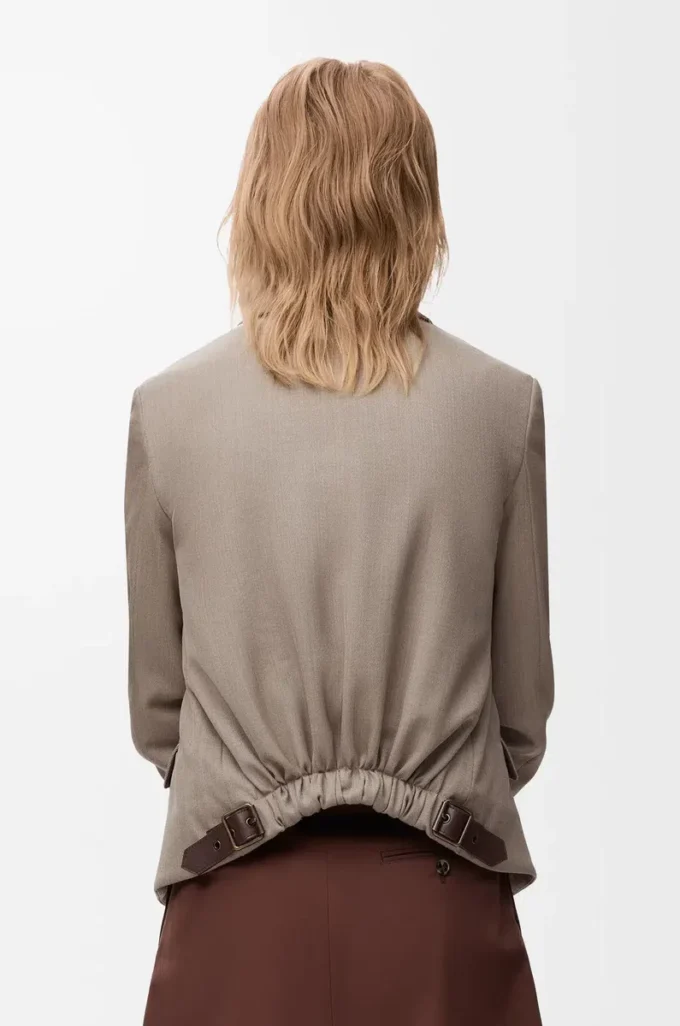 Giacca sartoriale in lana beige melange Giacca sartoriale in lana beige melange