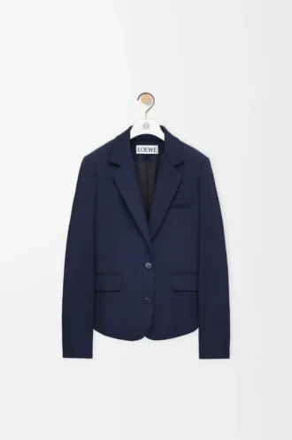 Giacca sartoriale in lana blu navy