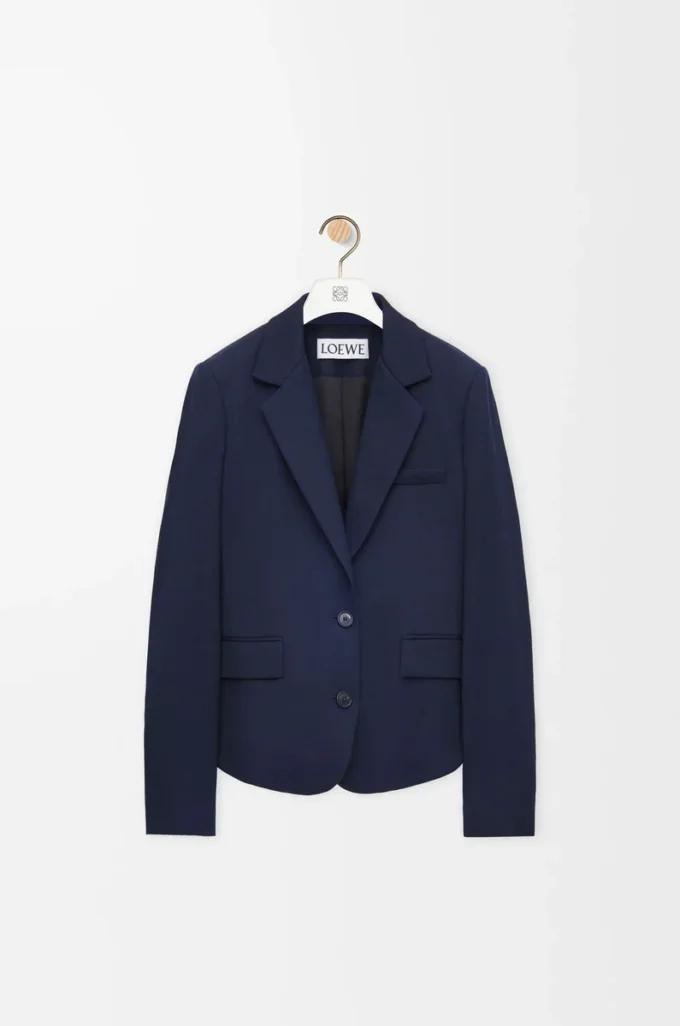 Giacca sartoriale in lana blu navy Giacca sartoriale in lana blu navy