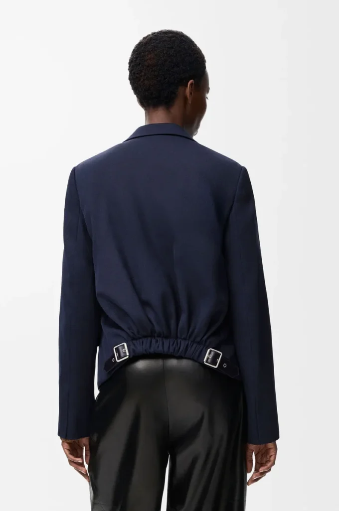 Giacca sartoriale in lana blu navy Giacca sartoriale in lana blu navy
