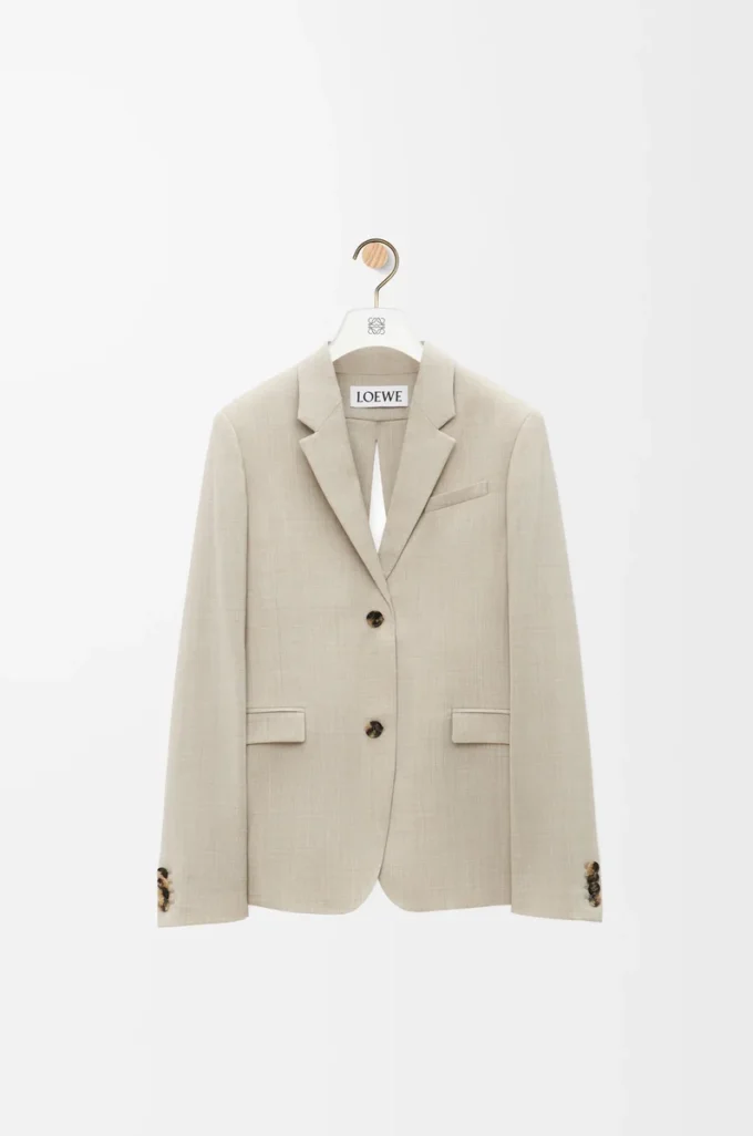 Giacca sartoriale in lana melange beige chiaro Giacca sartoriale in lana melange beige chiaro