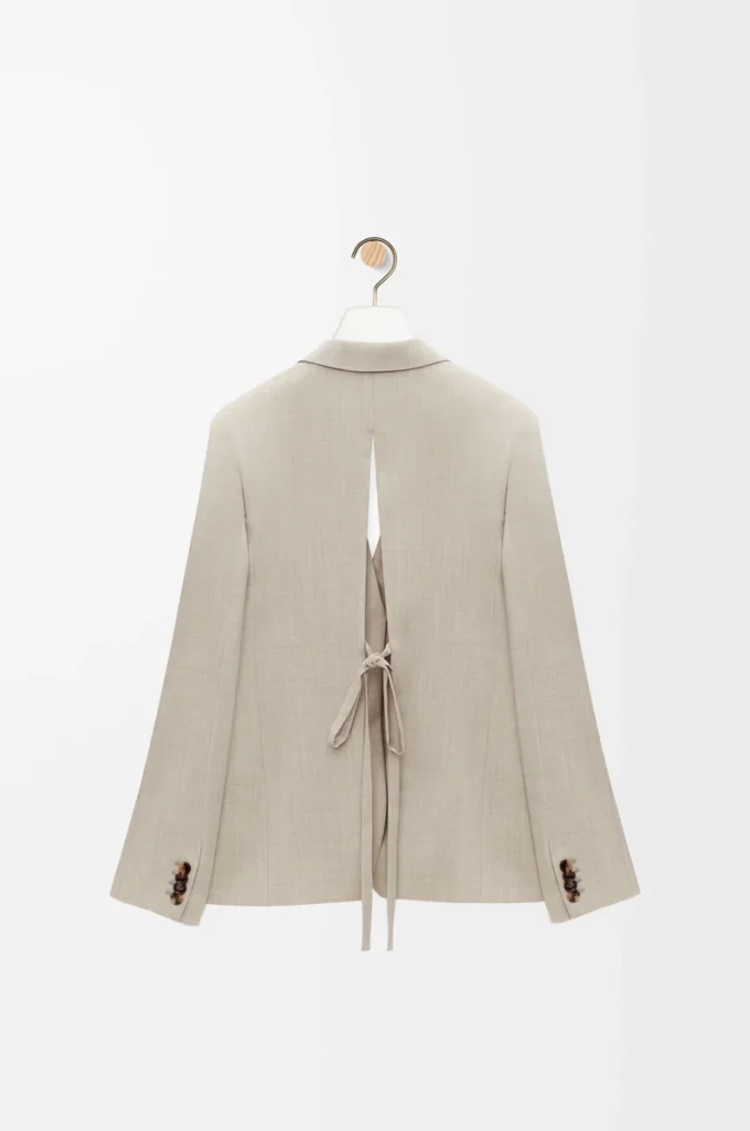 Giacca sartoriale in lana melange beige chiaro Giacca sartoriale in lana melange beige chiaro