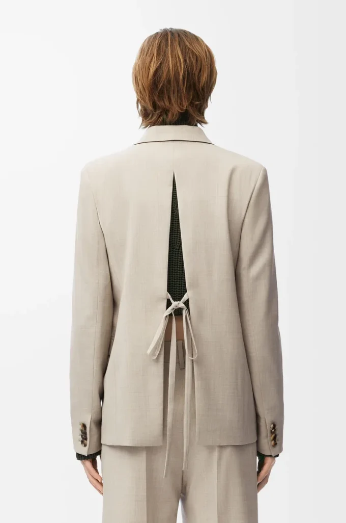 Giacca sartoriale in lana melange beige chiaro Giacca sartoriale in lana melange beige chiaro