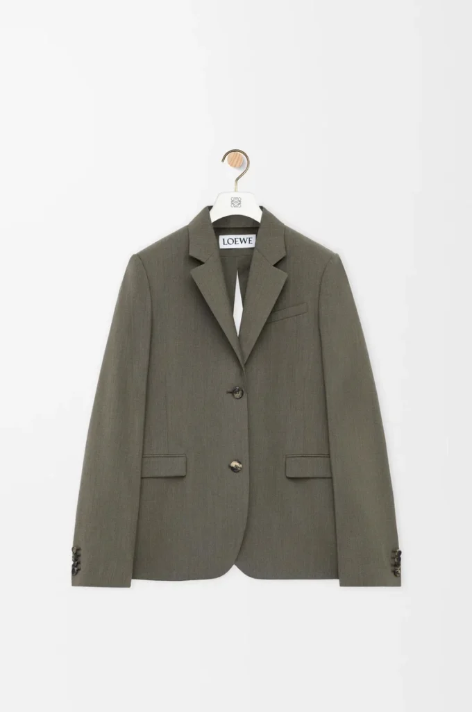 Giacca sartoriale in lana verde kaki