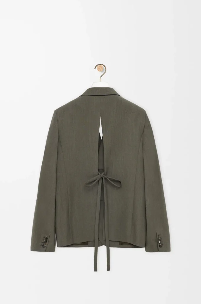 Giacca sartoriale in lana verde kaki