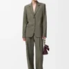 Giacca sartoriale in lana verde kaki
