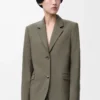 Giacca sartoriale in lana verde kaki