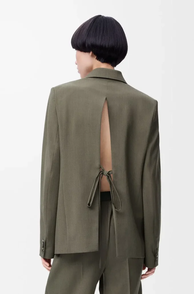 Giacca sartoriale in lana verde kaki