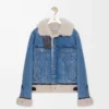 Giacca trucker in denim e shearling blu denim Giacca trucker in denim e shearling blu denim