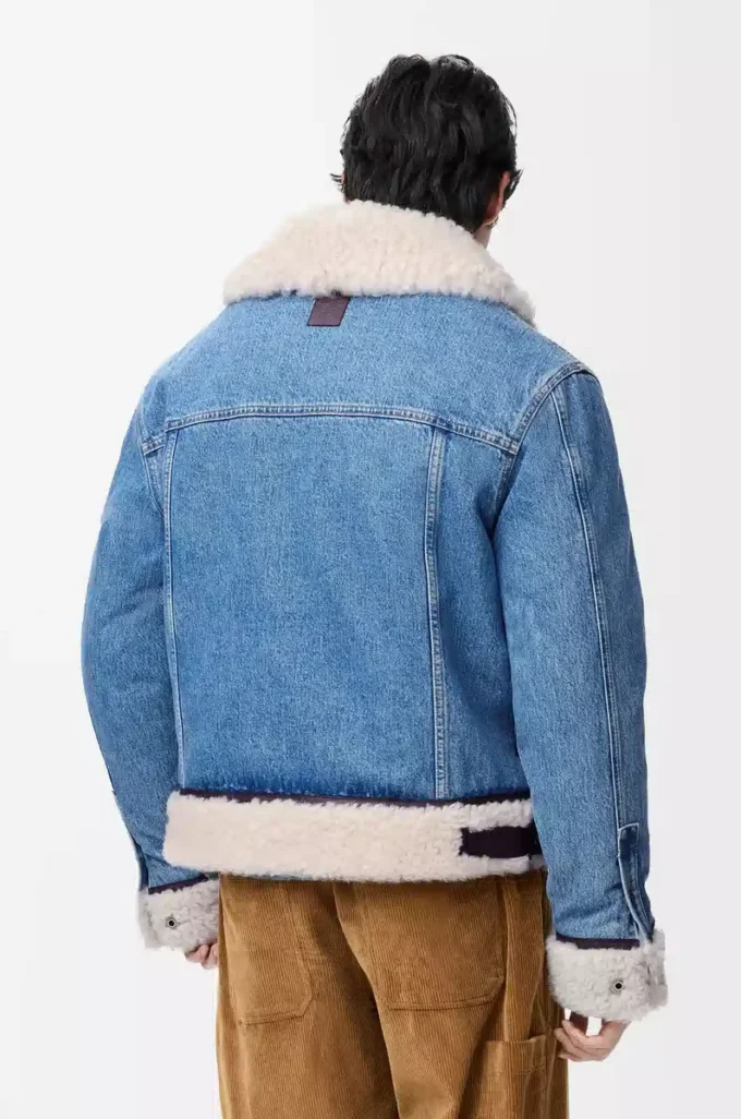 Giacca trucker in denim e shearling blu denim Giacca trucker in denim e shearling blu denim