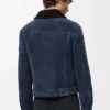 Giacca trucker in shearling blu navy/marrone