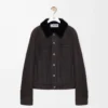 Giacca trucker in shearling marrone/blu navy Giacca trucker in shearling marrone/blu navy