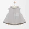 Gilet con cappuccio in shearling grigio melange chiaro