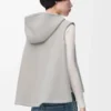 Gilet con cappuccio in shearling grigio melange chiaro