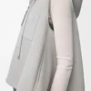 Gilet con cappuccio in shearling grigio melange chiaro