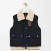 Gilet imbottito in shearling e misto cotone Nero