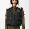 Gilet imbottito in shearling e misto cotone Nero