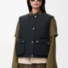 Gilet imbottito in shearling e misto cotone Nero