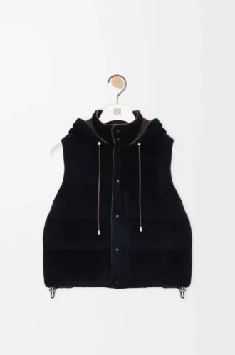 Gilet imbottito in shearling Marrone/Blu navy