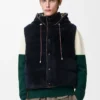 Gilet imbottito in shearling Marrone/Blu navy Gilet imbottito in shearling Marrone/Blu navy