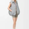 Gilet imbottito in tessuto tecnico Beige/Blu Gilet imbottito in tessuto tecnico Beige/Blu