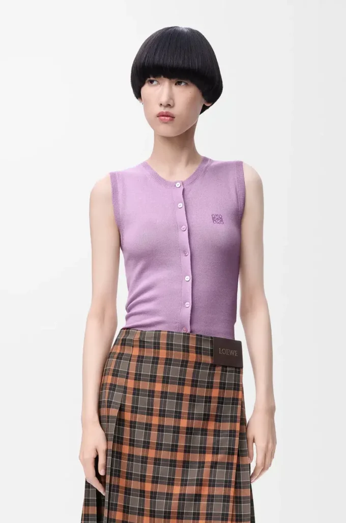 Gilet in cashmere e seta Lilla Gilet in cashmere e seta Lilla