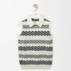 Gilet in jacquard di cotone nero/bianco Gilet in jacquard di cotone nero/bianco