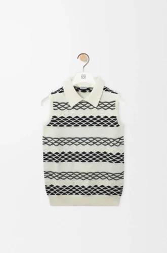 Gilet in jacquard di cotone nero/bianco