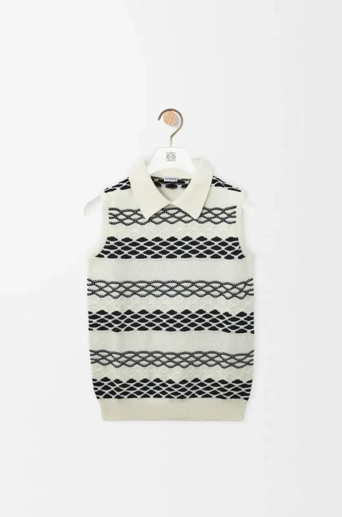 Gilet in jacquard di cotone nero/bianco Gilet in jacquard di cotone nero/bianco