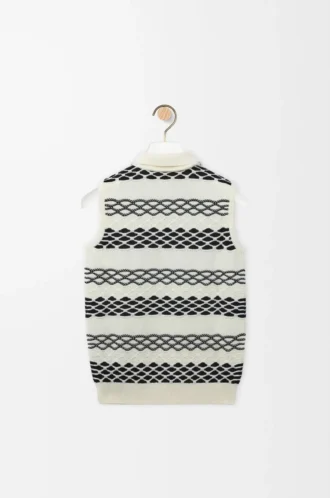 Gilet in jacquard di cotone nero/bianco