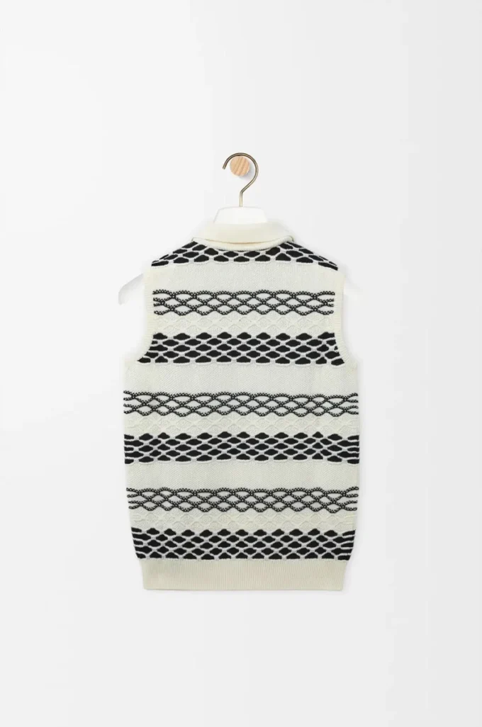 Gilet in jacquard di cotone nero/bianco Gilet in jacquard di cotone nero/bianco