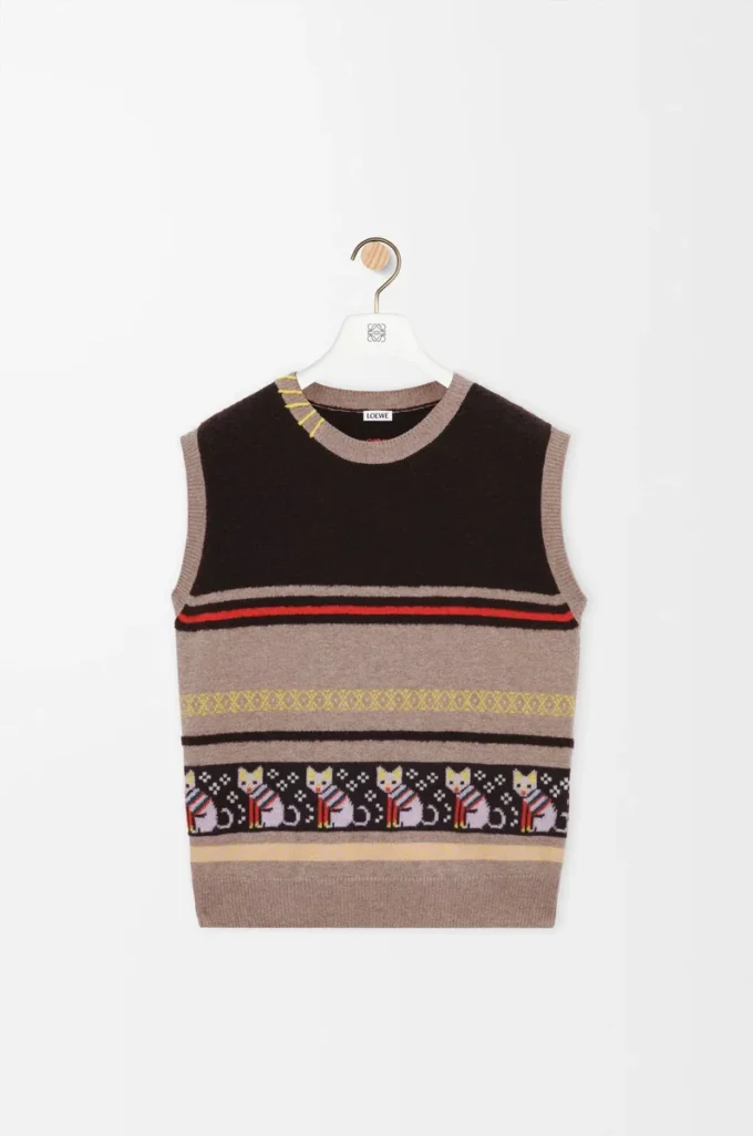 Gilet in lana e cashmere Beige/Multicolore Gilet in lana e cashmere Beige/Multicolore