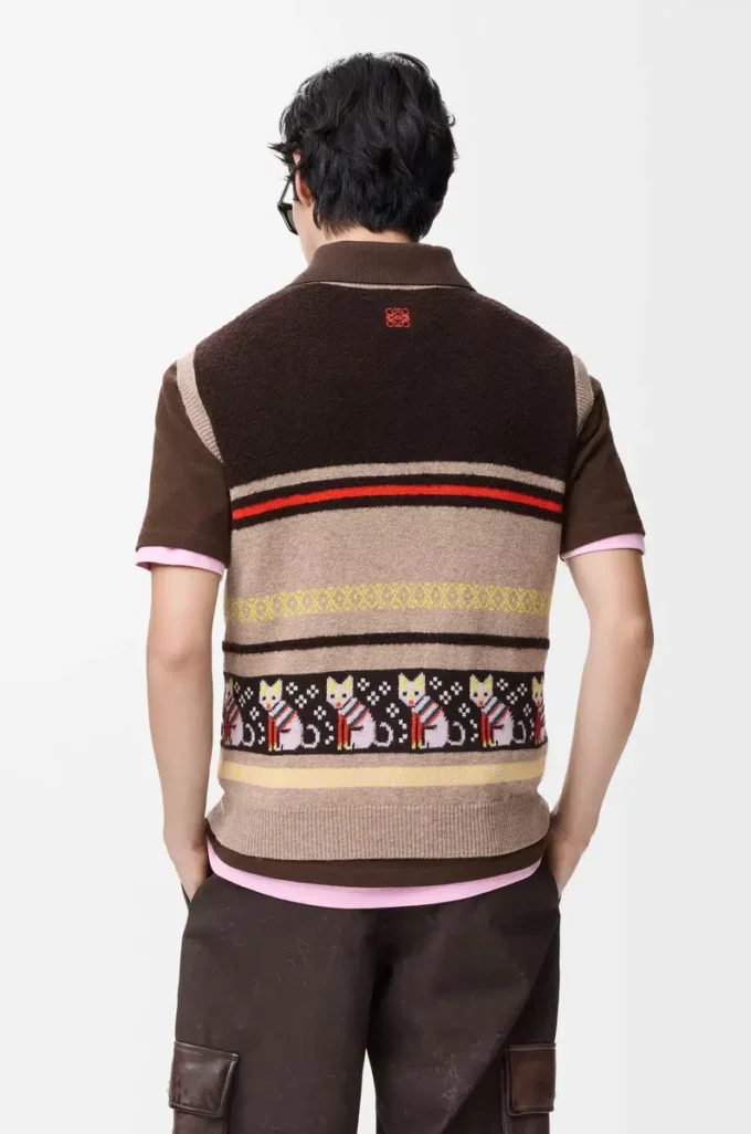 Gilet in lana e cashmere Beige/Multicolore Gilet in lana e cashmere Beige/Multicolore