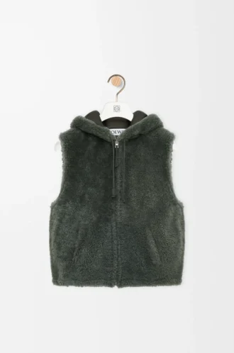 Gilet in shearling verde kaki